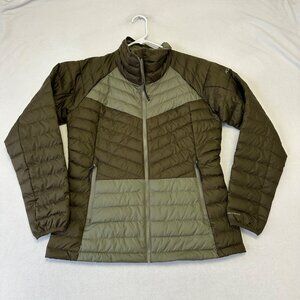 Columbia Womens Powder Lite Puffer Jacket Coat Size L Green Omniheat Outdoors